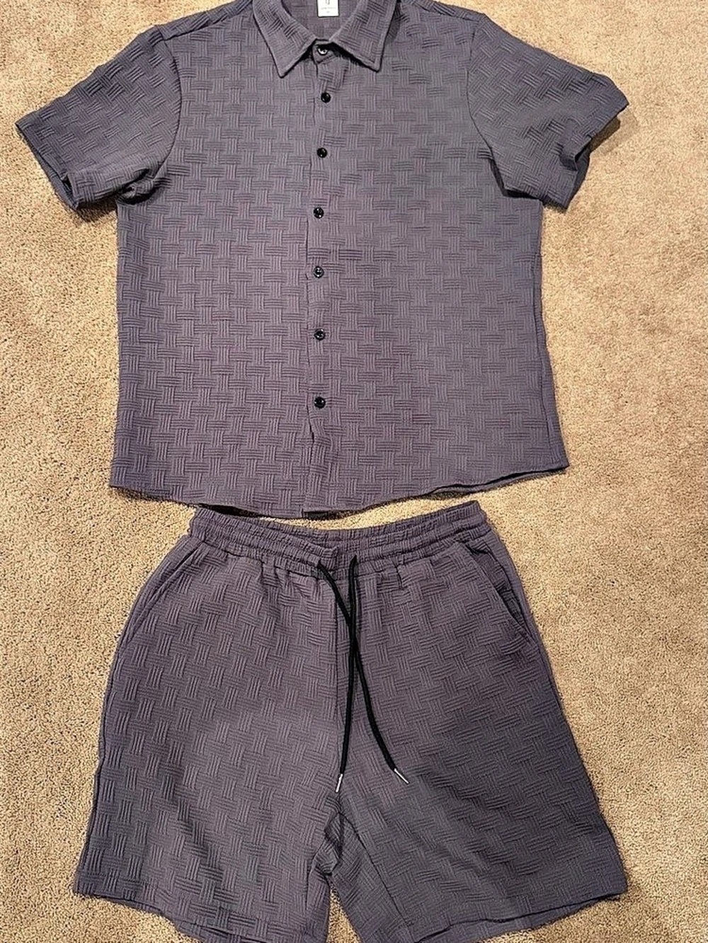 Conjuess Men's Geometric Shirt & Shorts Set Size Medium